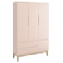 Dormitório Classic 3 Portas e Cômoda 3 Gavetas Rosa com Pés Madeira Natural - Reller Móveis