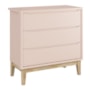 Dormitório Classic 3 Portas e Cômoda 3 Gavetas Rosa com Pés Madeira Natural - Reller Móveis