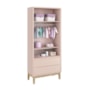 Dormitório Completo Infantil Classic 2 Portas, Cômoda 6 Gavetas, Berço Rosa Fosco com Pés Madeira Natural e Colchão D18 - Reller Móveis