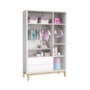 Dormitório Completo Infantil Classic 3 Portas, Cômoda 3 Gavetas, Berço Tom Branco Fosco com Pés Madeira Natural e Colchão - Reller Móveis