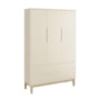 Dormitório Completo Infantil Classic 3 Portas, Cômoda 6 Gavetas e Berço Areia Fosco com Pés Madeira Natural - Reller Móveis