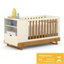 Dormitório Completo Infantil Gold 3 Portas, Cômoda com Porta e Berço Multifuncional BKids Off White/Freijó - Matic Móveis 