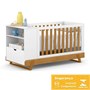 Dormitório Completo Infantil Gold 4 Portas, Cômoda com Porta e Berço Multifuncional BKids Branco Soft/Freijó - Matic Móveis 