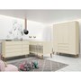 Dormitório Completo Infantil Noah Retrô 4 Portas, Cômoda e Berço Areia Fosco com Pés Amadeirado - Reller Móveis 
