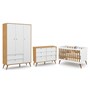 Dormitório Completo Infantil Retrô Gold 3 Portas, Cômoda 6 Gavetas e Berço Branco Soft/Freijó/Eco Wood - Matic Móveis 