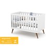 Dormitório Completo Infantil Retrô Gold 4 Portas, Cômoda com Porta, Berço e Colchão D18 Branco Soft/Eco Wood - Matic Móveis