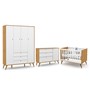 Dormitório Completo Infantil Retrô Gold 4 Portas, Cômoda com Porta e Berço Freijó/Branco Soft/Eco Wood - Matic Móveis