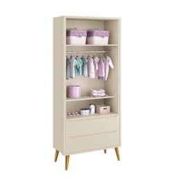 Dormitório Completo Infantil Theo 2 Portas, Cômoda 6 Gavetas, Berço Areia Fosco com Pés Amadeirado e Colchão D18 - Reller Móveis Dormitório Completo Infantil Theo 2 Portas, Cômoda 6 Gavetas, Berço Areia Fosco com Pés Amadeirado e Colchão D18 - Reller Móveis