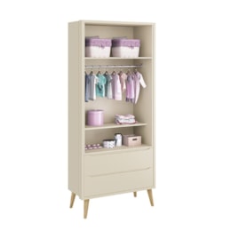 Dormitório Completo Infantil Theo 2 Portas, Cômoda 6 Gavetas, Berço e Mesa de Canto Areia Fosco com Pés Madeira Natural - Reller Móveis  Dormitório Completo Infantil Theo 2 Portas, Cômoda 6 Gavetas, Berço e Mesa de Canto Areia Fosco com Pés Madeira Natural - Reller Móveis