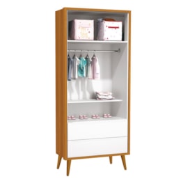 Dormitório Completo Infantil Theo 2 Portas, Cômoda 6 Gavetas, Berço e Mesa de Canto Branco/Savana com Pés Amadeirado - Reller Móveis Dormitório Completo Infantil Theo 2 Portas, Cômoda 6 Gavetas, Berço e Mesa de Canto Branco/Savana com Pés Amadeirado - Reller Móveis