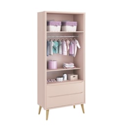 Dormitório Completo Infantil Theo 2 Portas, Cômoda 6 Gavetas, Berço Rosa Fosco com Pés Madeira Natural e Colchão D18 - Reller Móveis Dormitório Completo Infantil Theo 2 Portas, Cômoda 6 Gavetas, Berço Rosa Fosco com Pés Madeira Natural e Colchão D18 - Reller Móveis