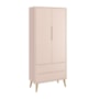 Dormitório Completo Infantil Theo 2 Portas, Cômoda 6 Gavetas e Berço Rosa Fosco com Pés Madeira Natural - Reller Móveis