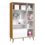 Dormitório Completo Infantil Theo 3 Portas, Cômoda 6 Gavetas, Berço Branco/Savana com Pés Amadeirado e Colchão D18 - Reller Móveis
