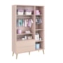 Dormitório Completo Infantil Theo 3 Portas, Cômoda 6 Gavetas, Berço Rosa Fosco com Pés Madeira Natural e Colchão D18 - Reller Móveis