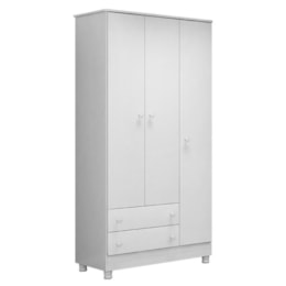 Dormitório Doce Sonho 3 Portas, Cômoda 1 Porta, Berço Mini Cama Branco com Rodízio e Colchão D18 - Qmovi 