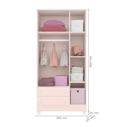 Dormitório Doce Sonho 3 Portas, Cômoda 4 Gavetas, Berço Rosa Acetinado com Rodízio e Colchão D18 - Qmovi Dormitório Doce Sonho 3 Portas, Cômoda 4 Gavetas, Berço Rosa Acetinado com Rodízio e Colchão D18 - Qmovi