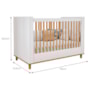 Dormitório Infantil Alfajor Guarda Roupa, Cômoda 1 Porta e Berço Branco Acetinado/Nature - Permóbili Baby