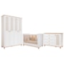 Dormitório Infantil Alfajor Guarda Roupa, Cômoda 1 Porta e Berço Branco Acetinado/Nature - Permóbili Baby