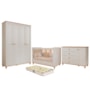 Dormitório Infantil Alfajor Guarda Roupa, Cômoda 1 Porta e Berço Off White/Nature com Colchão Supreme - Permóbili Baby