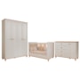 Dormitório Infantil Alfajor Guarda Roupa, Cômoda 1 Porta e Berço Off White/Nature - Permóbili Baby