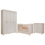 Dormitório Infantil Alfajor Guarda Roupa, Cômoda 4 Gavetas e Berço Off White/Nature - Permóbili Baby