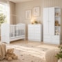 Dormitório Infantil Bala de Menta com Guarda Roupa, Cômoda e Berço Branco - Móveis Henn