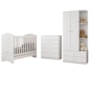 Dormitório Infantil Bala de Menta com Guarda Roupa, Cômoda e Berço Branco - Móveis Henn