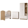 Dormitório Infantil Bala de Menta com Guarda Roupa, Cômoda e Berço Rústico/Branco - Móveis Henn