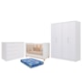 Dormitório Infantil Caramelo Guarda Roupa, Cômoda 1 Porta e Berço Branco Acetinado com Colchão Physical - Permóbili Baby