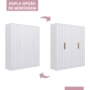 Dormitório Infantil Caramelo Guarda Roupa, Cômoda 1 Porta e Berço Branco Acetinado com Colchão Supreme - Permóbili Baby