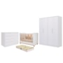 Dormitório Infantil Caramelo Guarda Roupa, Cômoda 1 Porta e Berço Branco Acetinado com Colchão Supreme - Permóbili Baby