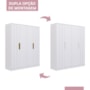 Dormitório Infantil Caramelo Guarda Roupa, Cômoda 1 Porta e Berço Branco Acetinado/Nature com Colchão Supreme - Permóbili Baby