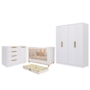 Dormitório Infantil Caramelo Guarda Roupa, Cômoda 1 Porta e Berço Branco Acetinado/Nature com Colchão Supreme - Permóbili Baby