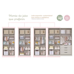 Dormitório Infantil Caramelo Guarda Roupa, Cômoda 1 Porta e Berço Off White com Colchão Supreme - Permóbili Baby