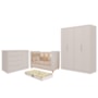 Dormitório Infantil Caramelo Guarda Roupa, Cômoda 1 Porta e Berço Off White com Colchão Supreme - Permóbili Baby