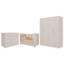 Dormitório Infantil Caramelo Guarda Roupa, Cômoda 1 Porta e Berço Off White - Permóbili Baby