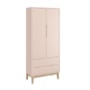 Dormitório Infantil Classic 2 Portas, Cômoda 1 Porta, Berço Rosa Fosco com Pés Madeira Natural e Colchão - Reller Móveis