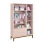 Dormitório Infantil Classic 3 Portas, Cômoda 6 Gavetas, Berço Rosa Fosco com Pés Amadeirado e Colchão - Reller Móveis