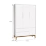 Dormitório Infantil Classic 3 Portas, Cômoda, Berço Branco Fosco com Pés Amadeirado e Colchão D18 - Reller Móveis