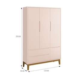 Dormitório Infantil Classic 3 Portas, Cômoda, Berço Rosa Fosco com Pés Amadeirado e Colchão D18 - Reller Móveis Dormitório Infantil Classic 3 Portas, Cômoda, Berço Rosa Fosco com Pés Amadeirado e Colchão D18 - Reller Móveis