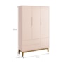 Dormitório Infantil Classic 3 Portas, Cômoda, Berço Rosa Fosco com Pés Amadeirado e Colchão D18 - Reller Móveis