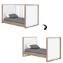 Dormitório Infantil Confete com Guarda Roupa, Cômoda, Berço Branco/Jequitibá e Colchão - Móveis Henn 