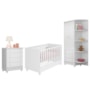 Dormitório Infantil Doce Sonho 2 Portas, Cômoda 4 Gavetas e Berço Mini Cama Branco com Rodízio - Qmovi 