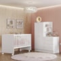 Dormitório Infantil Doce Sonho Guarda Roupa com Cômoda e Berço Reto Branco - Qmovi