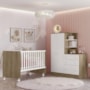Dormitório Infantil Doce Sonho Guarda Roupa com Cômoda e Berço Reto Carvalho/Branco - Qmovi