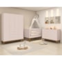 Dormitório Infantil Elfe Classic Guarda Roupa, Cômoda 1 Porta, Berço Noah Rosa Pés Amadeirado e Colchão - Reller Móveis