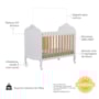 Dormitório Infantil Elô Janelas Guarda Roupa, Cômoda e Berço Branco Brilho/Amêndoa com Colchão Baby Physical - Móveis Peroba