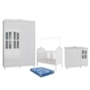 Dormitório Infantil Elô Janelas Guarda Roupa, Cômoda e Berço Branco Brilho com Colchão Baby Physical - Móveis Peroba