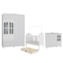 Dormitório Infantil Elô Janelas Guarda Roupa, Cômoda e Berço Branco Brilho com Colchão Supreme - Móveis Peroba