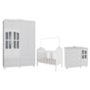 Dormitório Infantil Elô Janelas Guarda Roupa, Cômoda e Berço Branco Brilho - Móveis Peroba